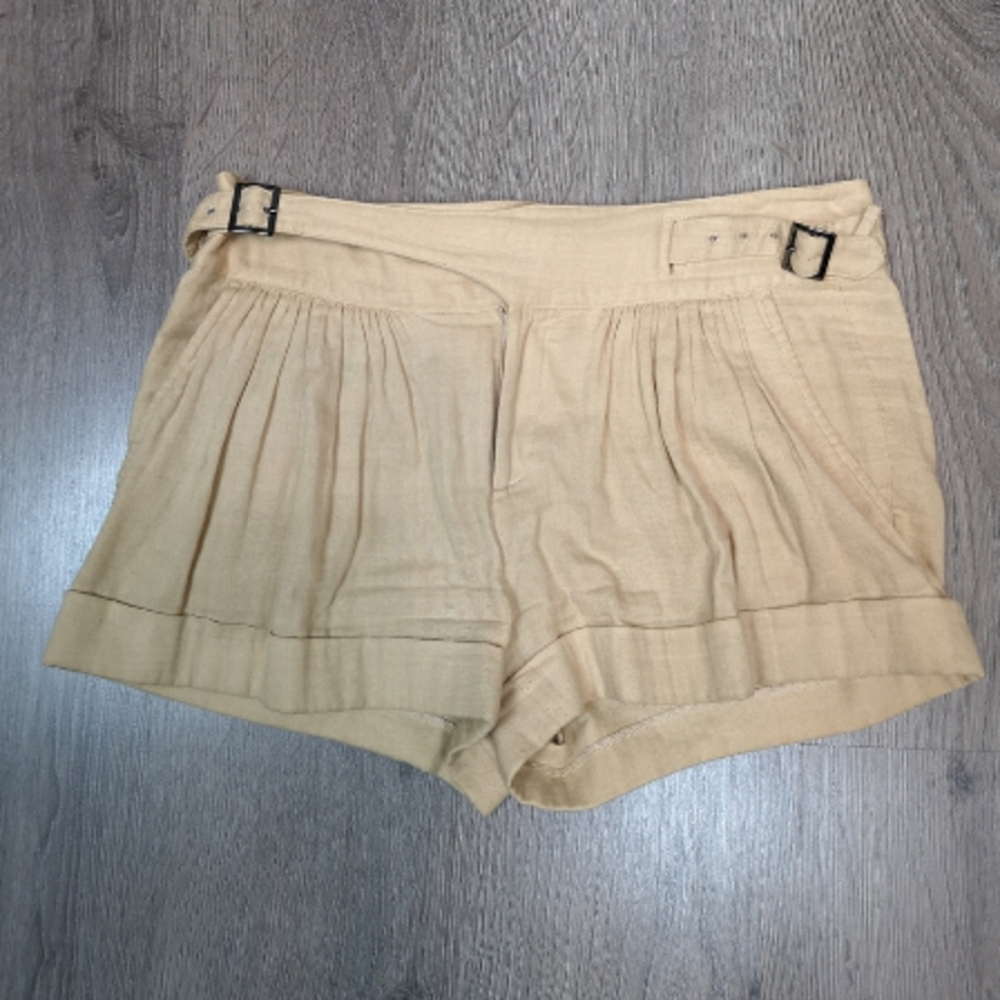 Y2K Vintage Rachel Roy Boho Double Belted Low Slung Pleated Linen Trouser Shorts